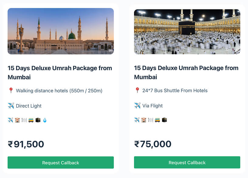 Sample Mumbai Umrah Package Cost Breakdown